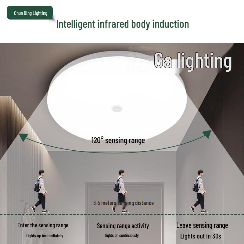 Infrared LED Motion Sensor Sound-Control Ceiling Light for Stairwells and Corridors