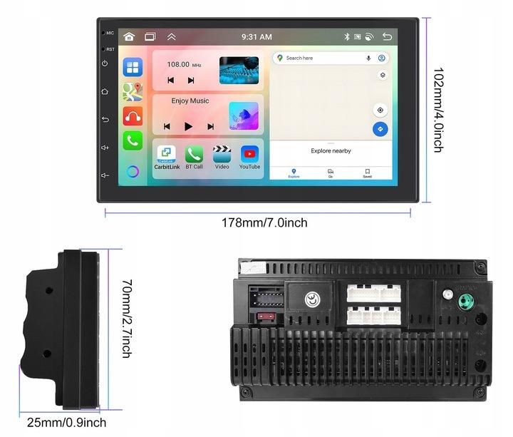 Radio Samochodowe 2 Din Android Auto Carplay 4Gb/64Gb Android 13 Rds Dsp