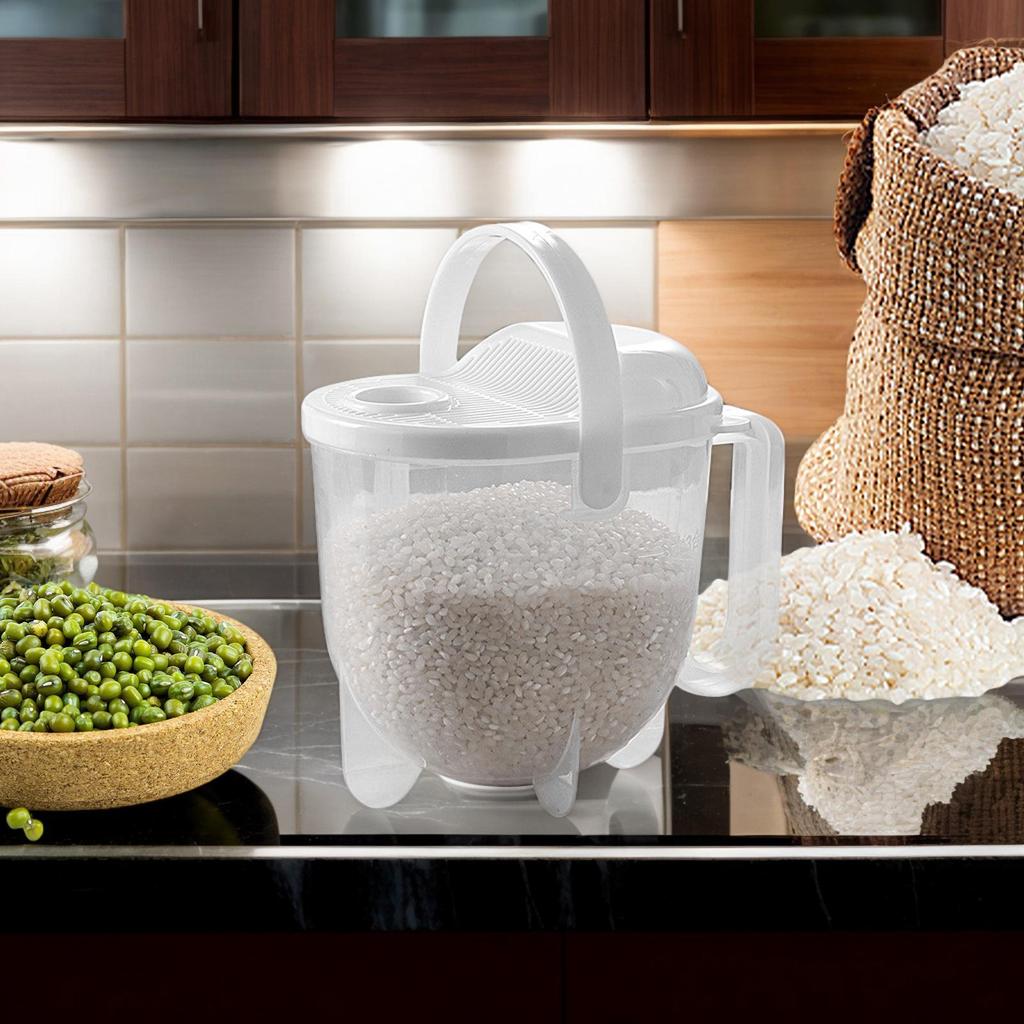 1PC Rice Washing Automatic Device Multifunction Quick-Clean Grain Washer Machine with Secure Latch Efficient Colander Kitchen