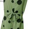 ZANZEA Women Casual Round Neck Sleeveless Loose Polka Dot Print Dress