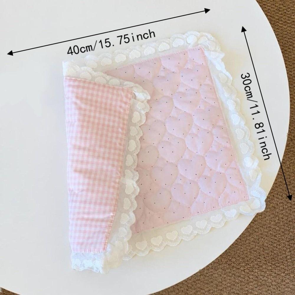 Plaid Pattern Decorative Placemat Love Lace Design Photo Shoot Mat Coaster Set  Home Decoration