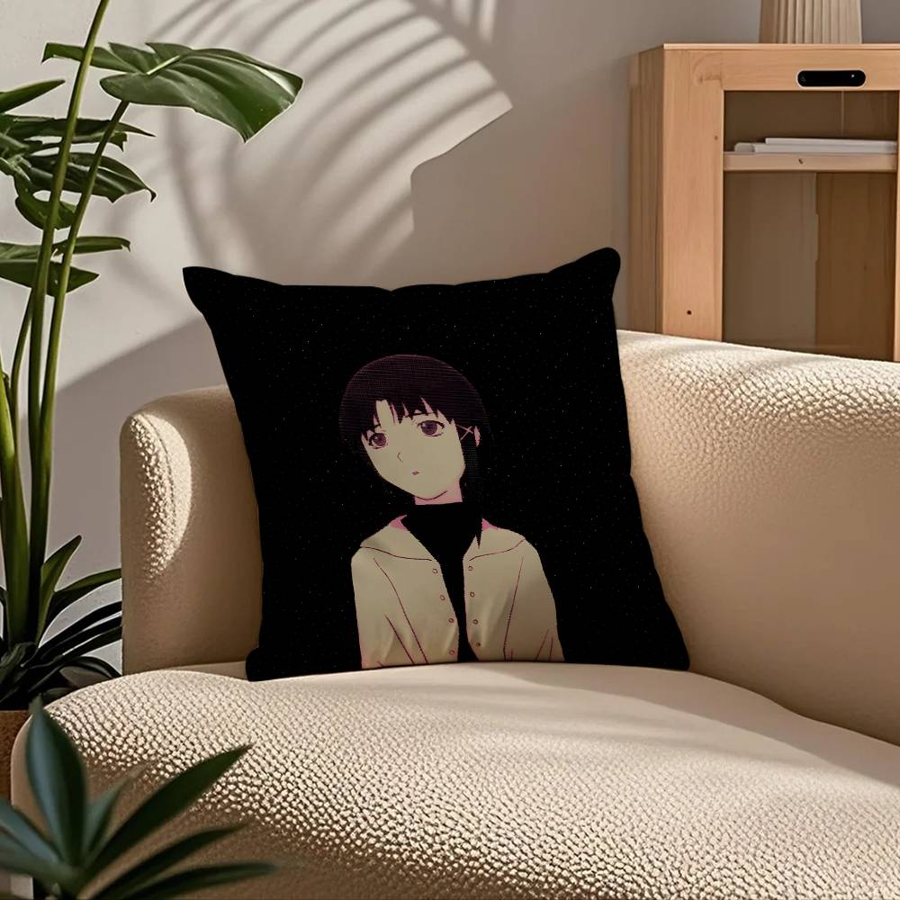 Anime E-Experiments L-Lain Pillow Case Comfort Sofa Bed Silky Elegant Invisible Zipper Custom Decorative Cushion Cover