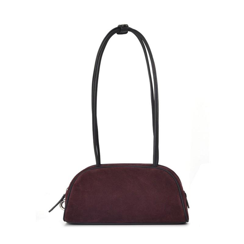 Retro Genuine Leather Cowhide Velvet Bag Women U-shaped Long Handle Single Shoulder Armpit Zipper Handbag 24cmx7cmx125cm бордовый 8790₽