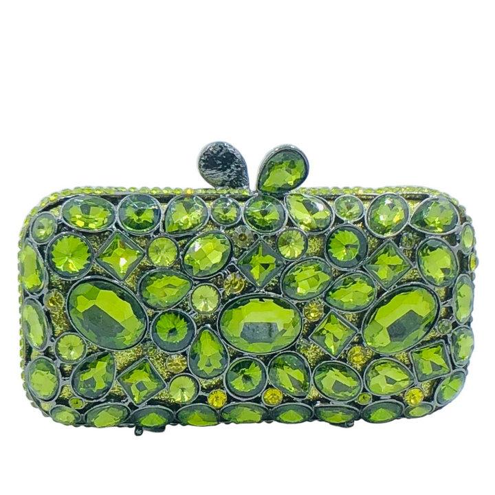 

Boutique De FGG Turquoise Synthetic Agate Stone Evening Bags and Clutches for Women Formal Party Bags Party Rhinestone Handbags Mini Size