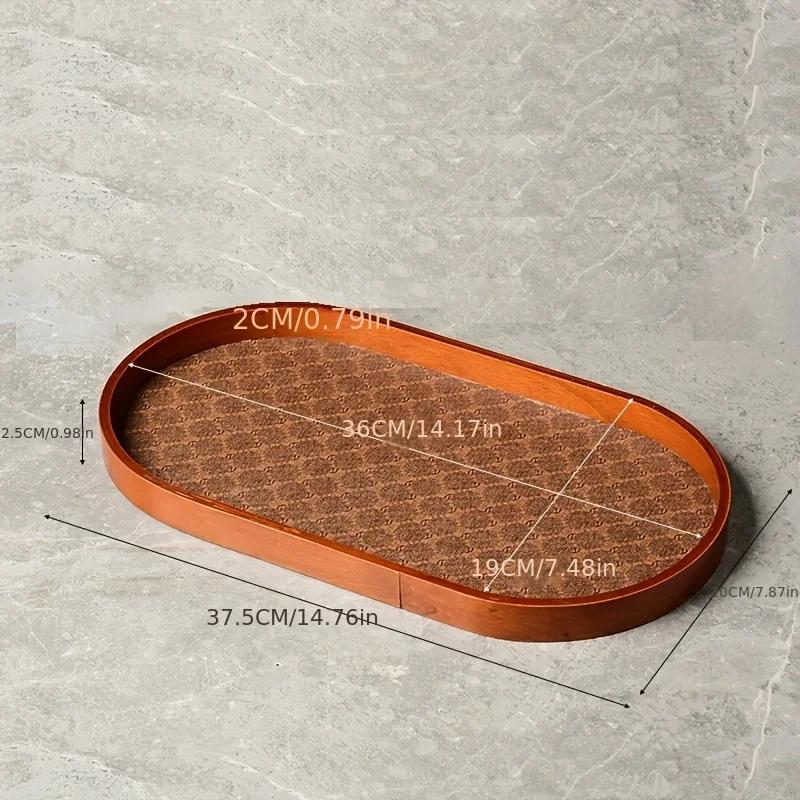 Elegant Wooden Desktop Organizer Tray Faux Leather Lining for Jewelry, Keys & Tea Storage Trays Home Decor, Jewelry Trays