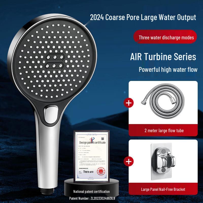 Silver Handheld Pressurized Shower Head Set