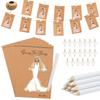 10/20Sets Guess Wedding Dress Up Game Card with Pens Clip Rope Bridal Shower Game for Guests Wedding Engagement Party Decoration