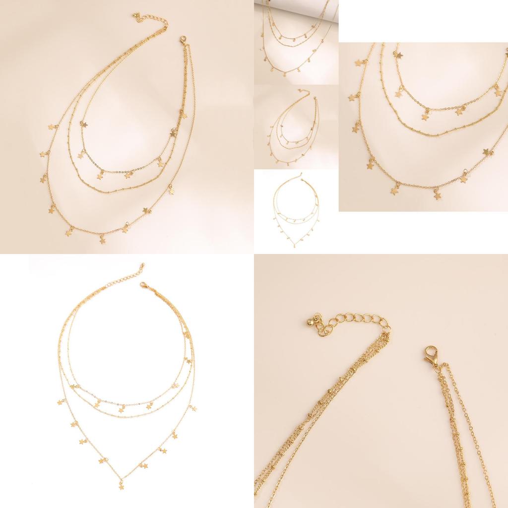 Stunning Alloy Star Shape Three Layer Fashion Pendant Necklace For Women