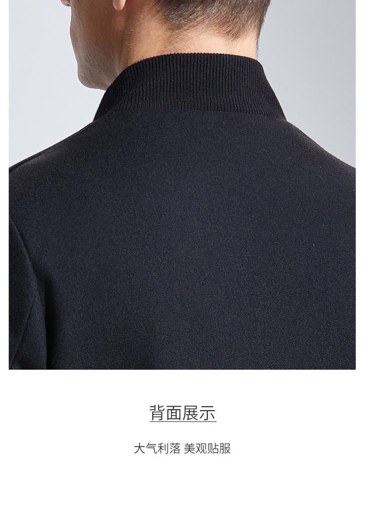 [Sheep Wool Blended] Spring and Autumn Business Stand collar Wool Jacket for Men's Youth Warm Casual Top Coat