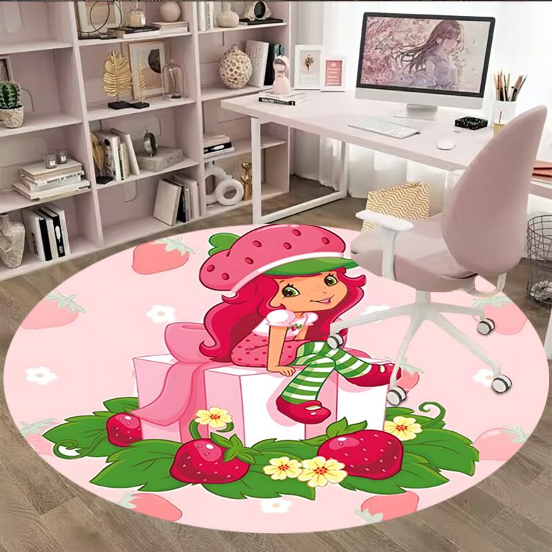 1pc Princess Strawberry10 Carpet, Round Rug, Comfortable, Suitable for Entryways, Living Rooms, Office, And Bedrooms, Christmas Decoration