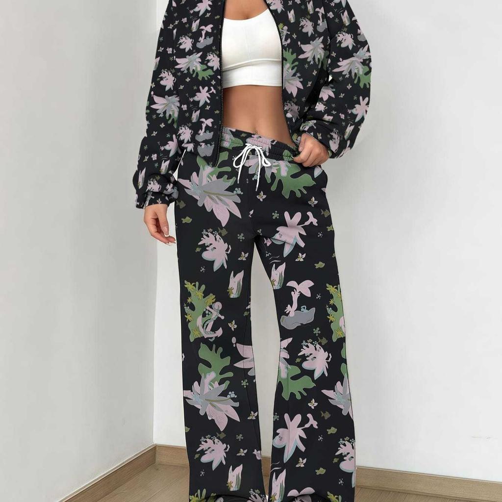 1116 New Popular Autumn and Winter New European and American Women's Clothing Flower Printing Suit Women