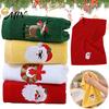 Soft Absorbent Kitchen Hand Towels Christmas Cotton Towel, Washcloth, Festive Cartoon Embroidery, Durable Everyday Washcloths Solid Color Holiday