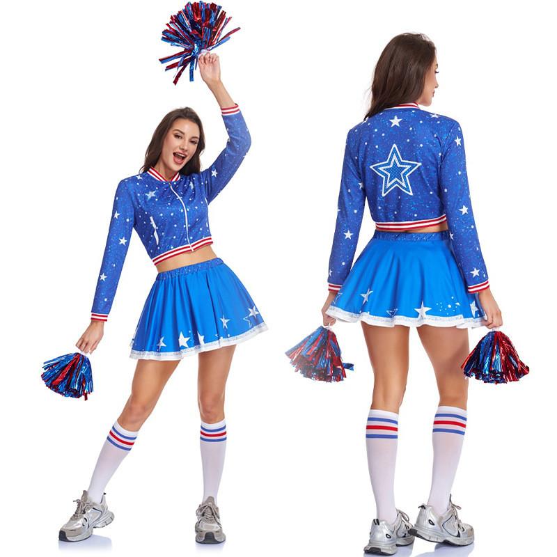 Halloween Cheerleader Costume Set With Polyester Fabric For Cosplay And Themed Events