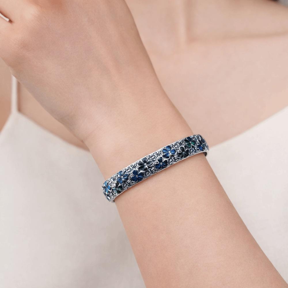 Classic Enamel Bracelet Traditional Chinese Cloisonne Bracelet India Cuff Bangle  Women