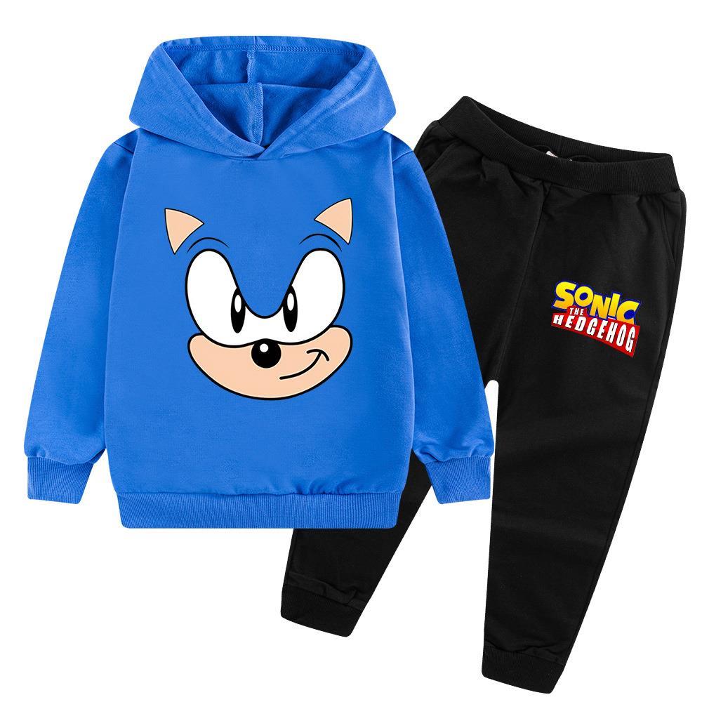 New Sonic Children's Clothing Set Long Sleeve Hoodie And Pants Spring Autumn Male Primary School Students Cotton Polyester Blend