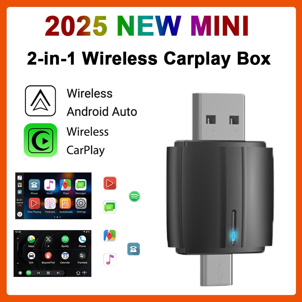 2025 New 3IN1 Android14 Wireless Carplay Android AutoAdapter Upgrade Plug&Play For Youtube Netflix Dongle Wireless Car AI TV BOX