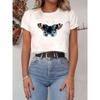 T-shirts Top Print Women Cartoon Shirt Female Clothing Fashion Summer Short Sleeve Butterfly Trend Style Graphic Tee