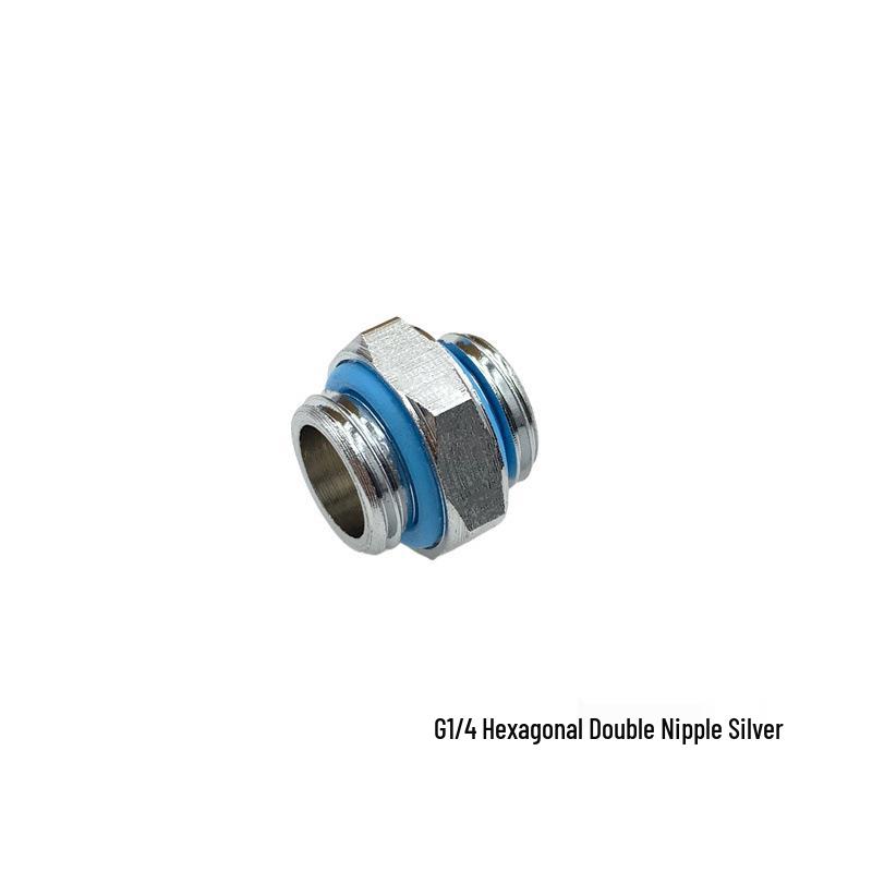 

XHDIY PM-JS-LJDS G1/4 Hex Male-to-Male Water Cooling Coupler, 1/4 Thread, Silver-Black
