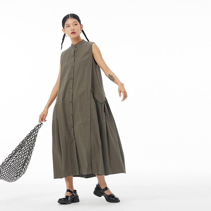 

Летнее платье, темперамент, оригинальное хлопковое льняное платье без рукавов, женское свободное платье больших размеров One Size