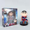 Crayon Shin Chan Anime Handmade Action Figure Set Superman Spider-Man Kung Fu Themed Collectible Decoration Toys for Fans