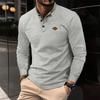 Autumn Men's Cross-border New Youth Waffle Solid Color Button-down Lapel Long-sleeved POLO Shirt