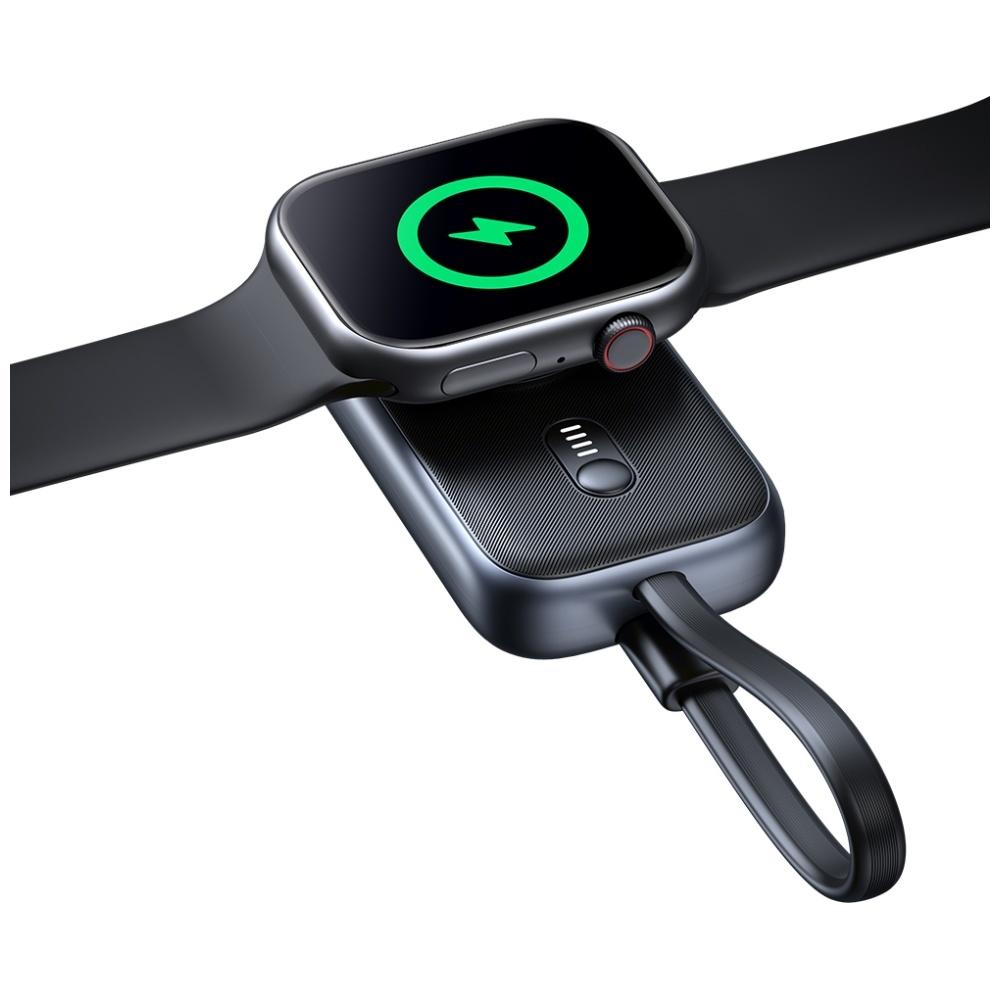 2-in-1 Induction Charger Usams CD245 for Apple Watch with 1200mAh Powerbank + USB-C Cable Titanium