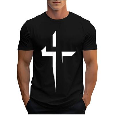 Men's Jesus Cross T Shirts Christian Religious Bible Tees Fashion Casual Short Sleeve Funny Print Graphic Shirt Tops