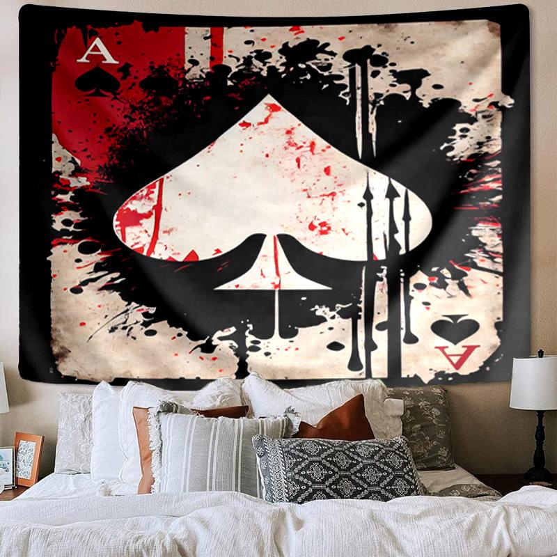 Flaming Poker Cards Tapestry Room Decoration Wall Hanging for Living Room Bedroom, dormitory, Birthday and Christmas gifts