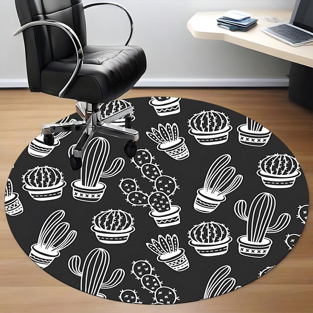 1PC Cactus Pattern Chair Carpet for Office, Indoor Non-Slip Washable Carpet, Soft Comfortable Mat For Office Room yy250930268