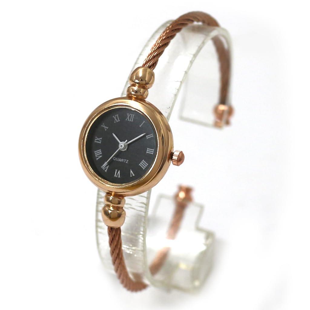 Bangle Wire GDBK Warm, Antique-style Watch, Small, Beautiful, Simple, Design, SPST036, Women's Wristwatch,