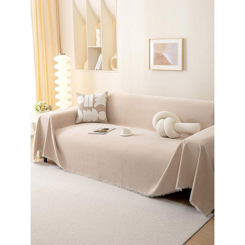 Hochwertiger und fleckenbeständiger schwarzer Chenille-Sofabezug Stoff Sofahandtuch, Universelle einteilige Vollbezugs-Sofadecke für alle Jahreszeiten