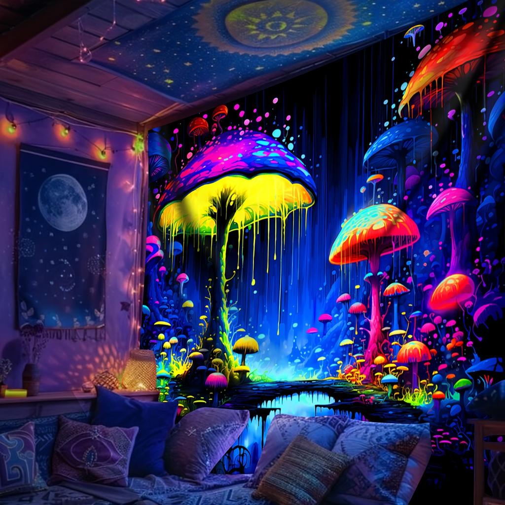 Psychedelic Art Fluorescent Tapestry Light Up Your Space with ColorUV Tapestry Wall Hanging Bedroom Home Party Decoration