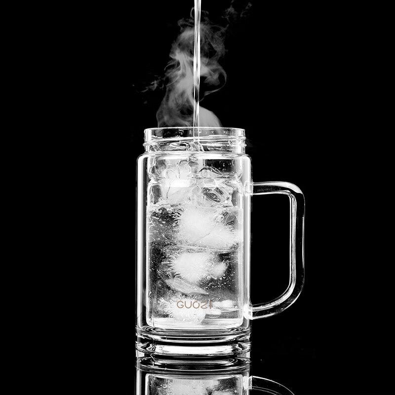 GUOZI Double-Layer Glass Office Cup