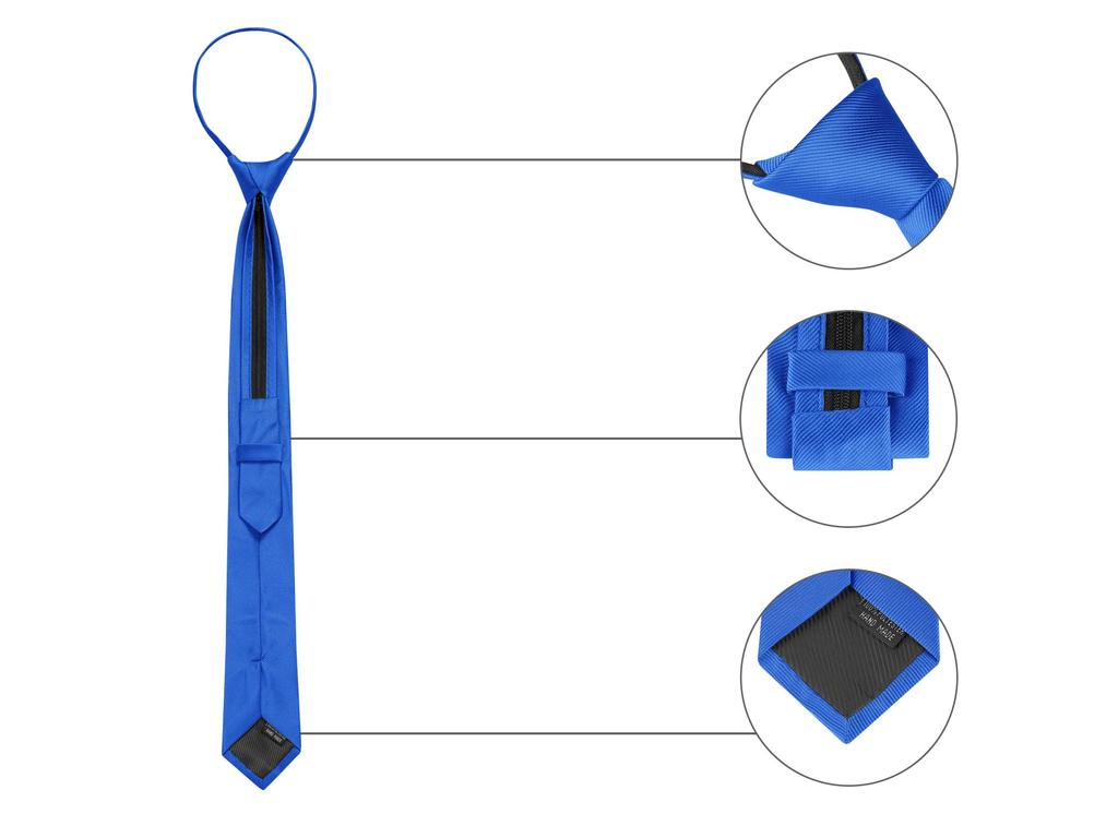 [Allegra K] Men's Narrow Tie, Flat Stripe, Adjustable Zipper, Casual Business Tie, Royal Blue, 6 cm