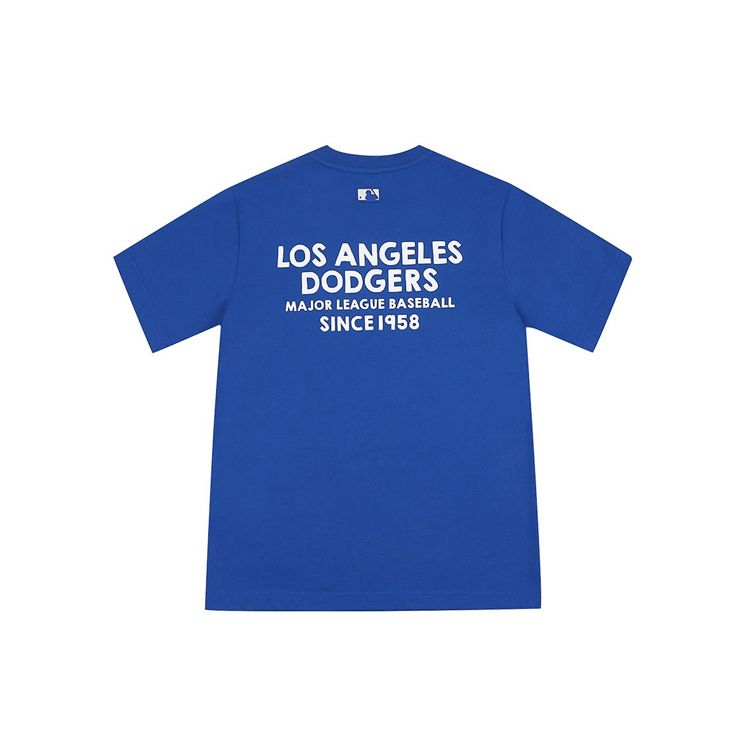 MLB Basic Gedrucktes Rundhals Eng Anliegendes Gerades Kurzarm Drop Shoulder T-Shirt Unisex T-Shirt Blau 31TS04031-07U L