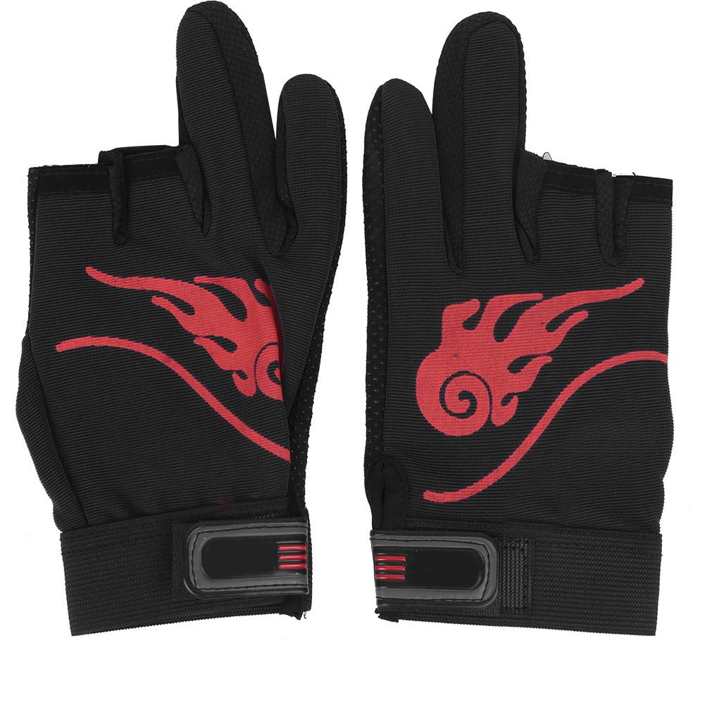 1 Paar rutschfeste Angelhandschuhe mit 3 geschnittenen Fingern, Sporthandschuhe für Outdoor-Angelausrüstung(Schwarz )