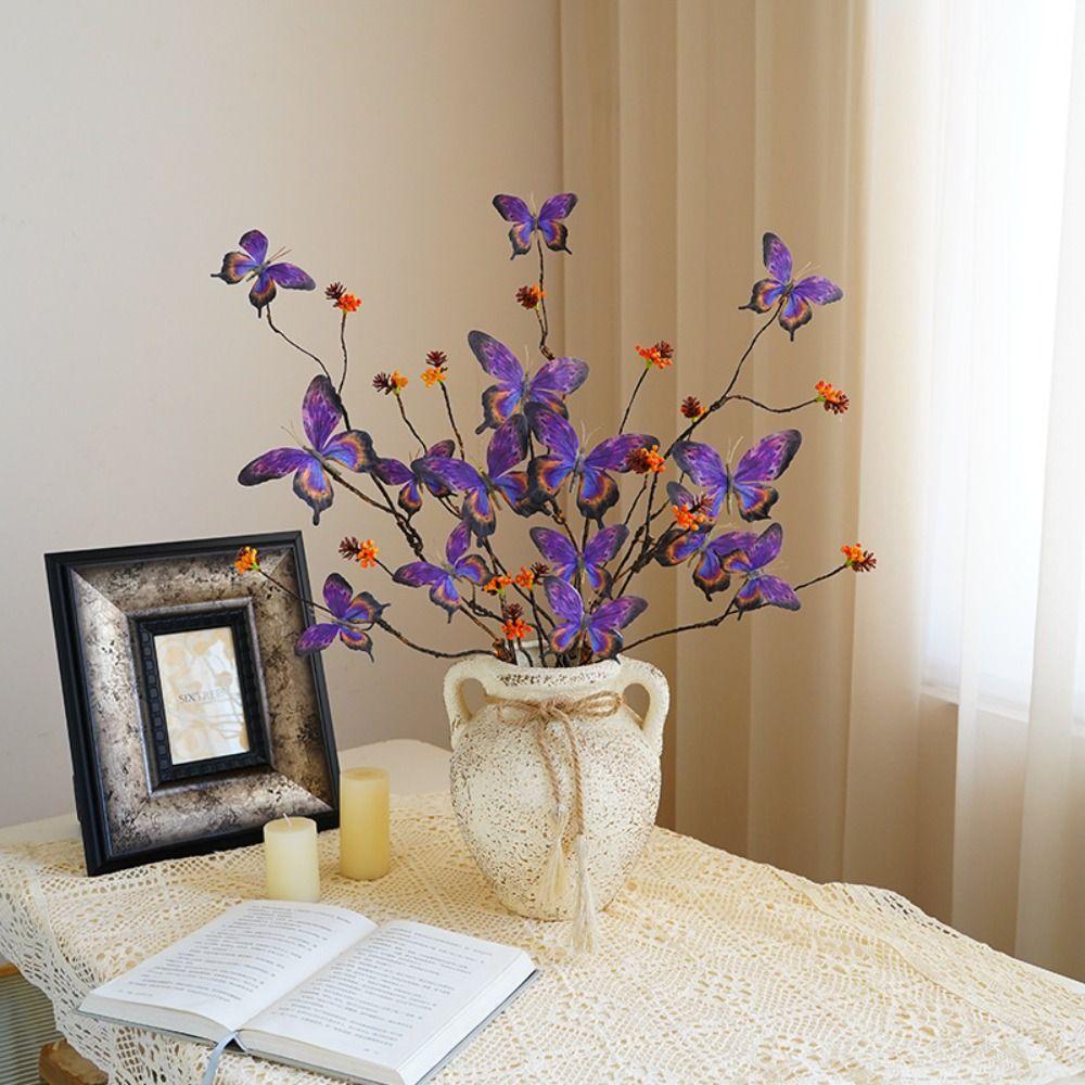 

Realistic Artificial Dead Branch Butterfly Flower Plastic Fake Flower Home Garden Decor темно-синий