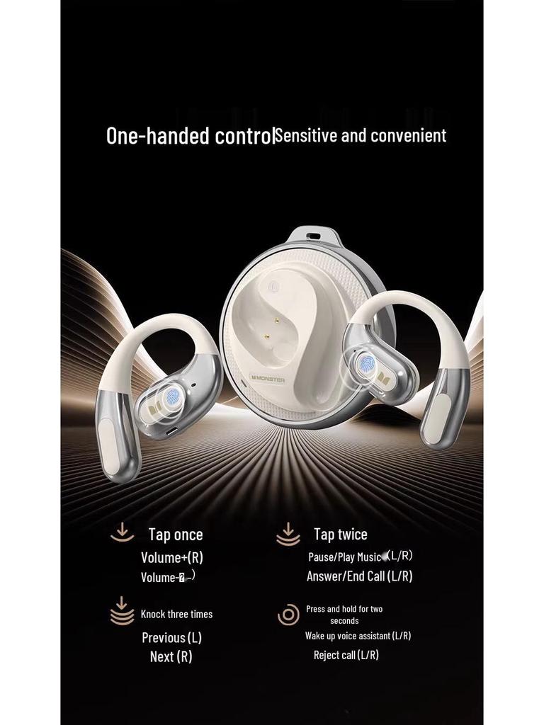 Monster AC330 Bluetooth 5.4 Over-Ear Noise-Cancelling Sports Headset with High-Quality Sound