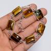Dazzling Top Grade Qualite 100% Natural Tiger Eye Radiant Shape Ethnic Style Handmade Jewelry 925 Steling Silver Bracelet 7-8" WSJ-5197