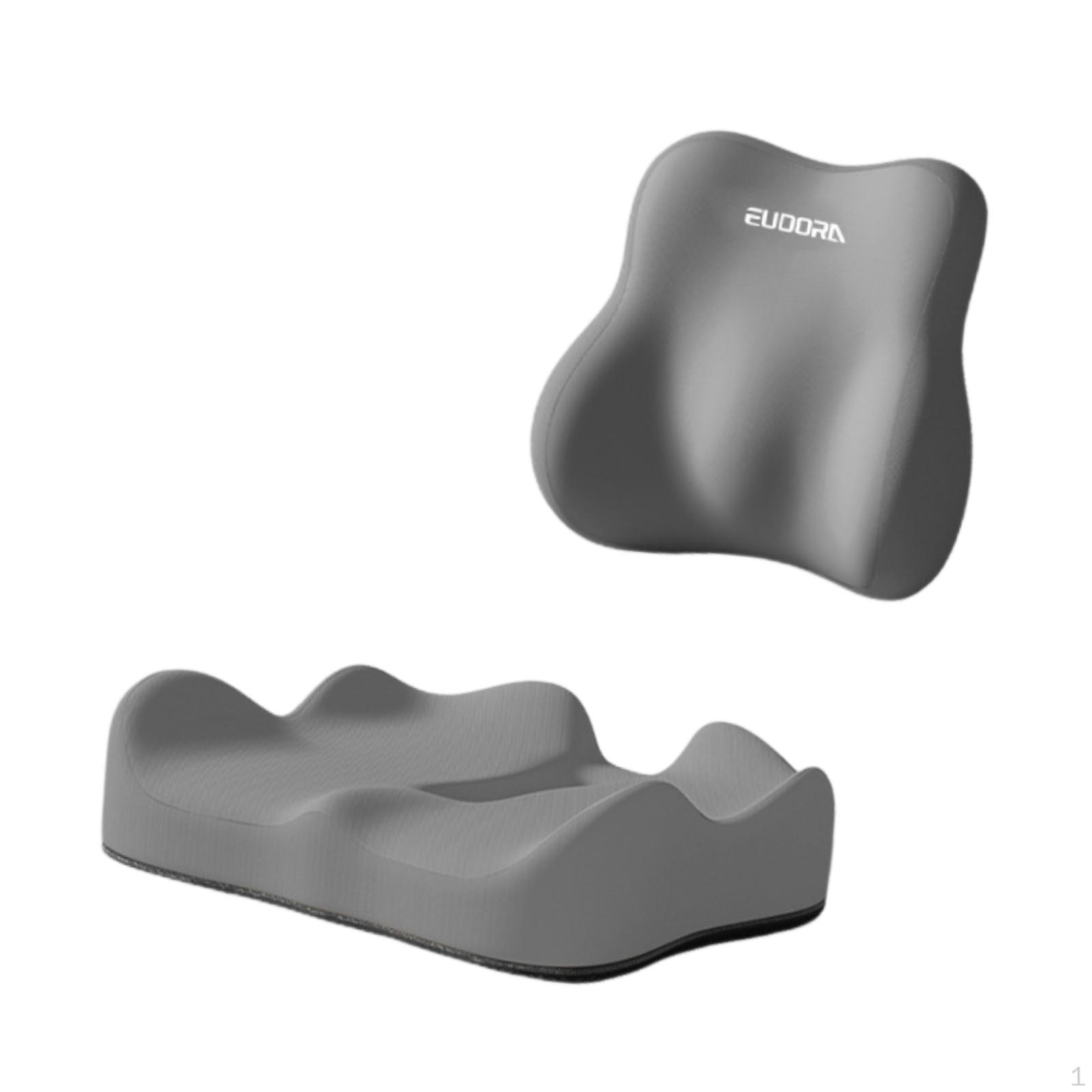 Back Support Seat Cushion, Memory Foam, Portable, Ergonomic, Breathable, for Office, Home, Travel, Gray