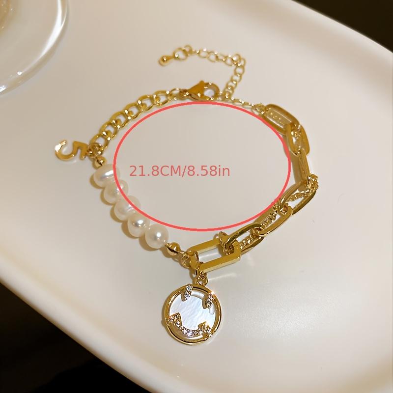 1pc of Ladies' Freshwater Pearls Bracelet Featuring a Light Luxury Joyful Face Design Made of Freshwater Pearls