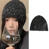 Cool Black Sequins Party Hat Breathable Skull Hat Party Bonnet Knit Hat