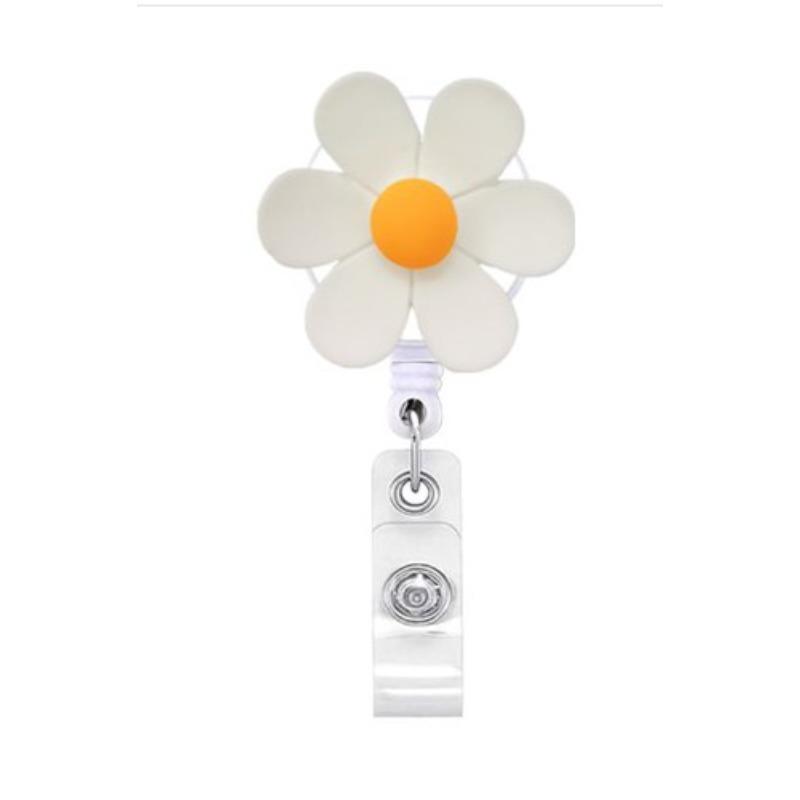 Resin Shiny Flowers Retractable Easy-to-pull Buckle Rotating Easy-to-pull Certificate Buckle Nurse Scroll Badge