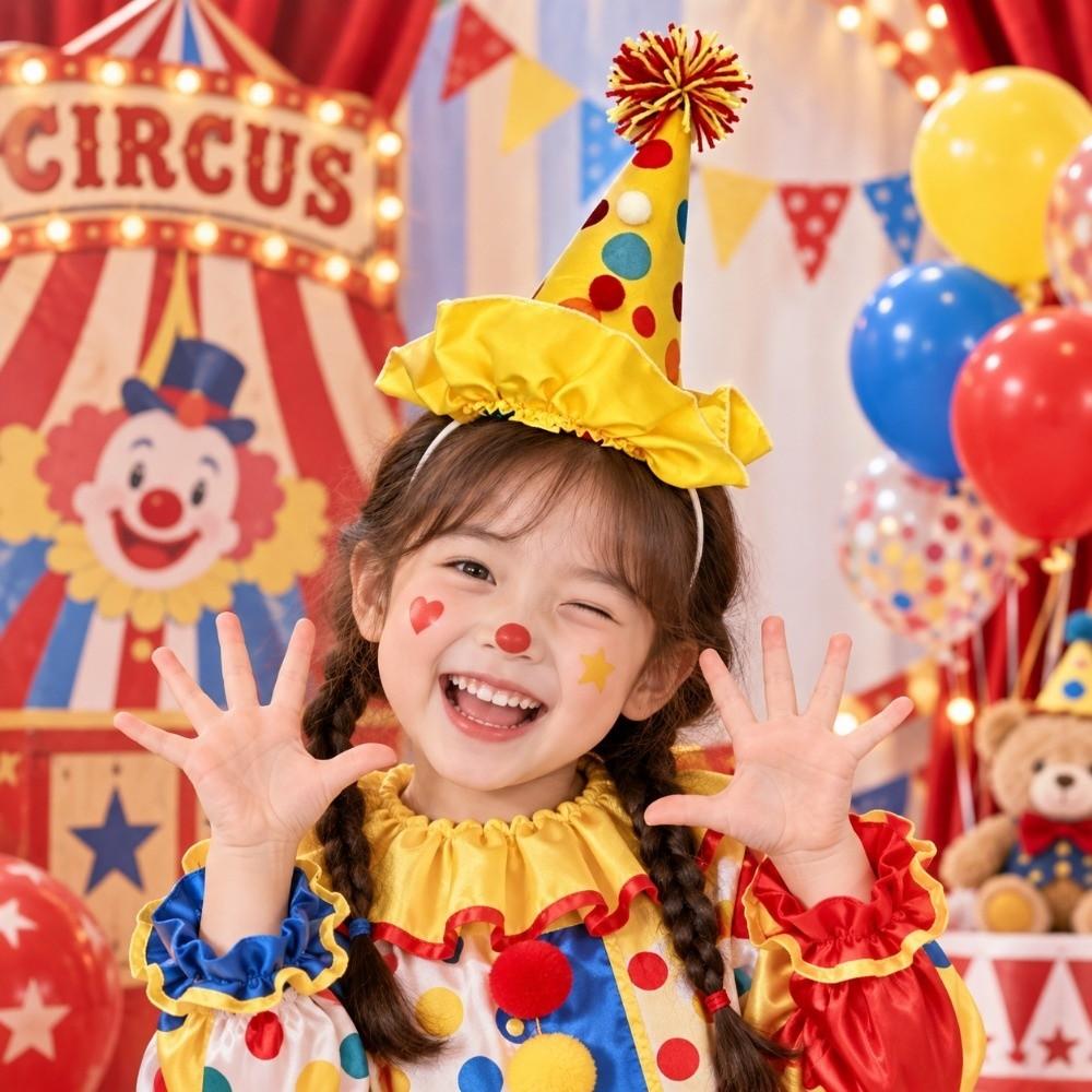 Dot Grid Clown Headwear Ruffle Funny Headwear Halloween Joker Headband Carnival Dress Up