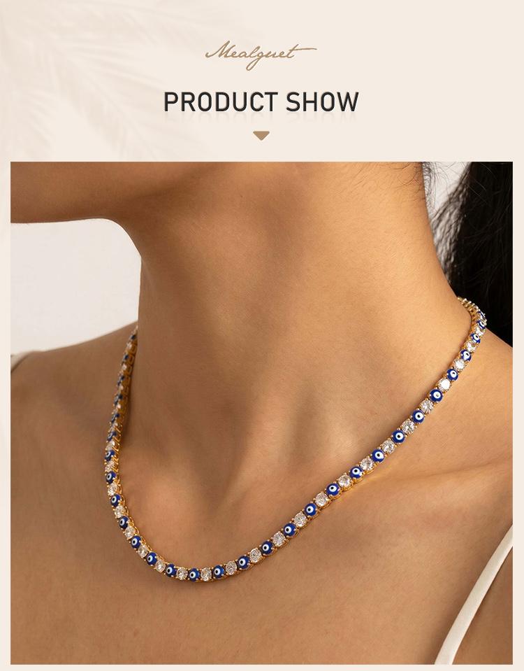 Anlaufgeschütztes Evil Eye Tennis-Fußkettchen-Armband für Damen, Glücksbringer Nazar Türkisches Auge Strasskettchen, Schutz-Amulett Schmuck Geschenk