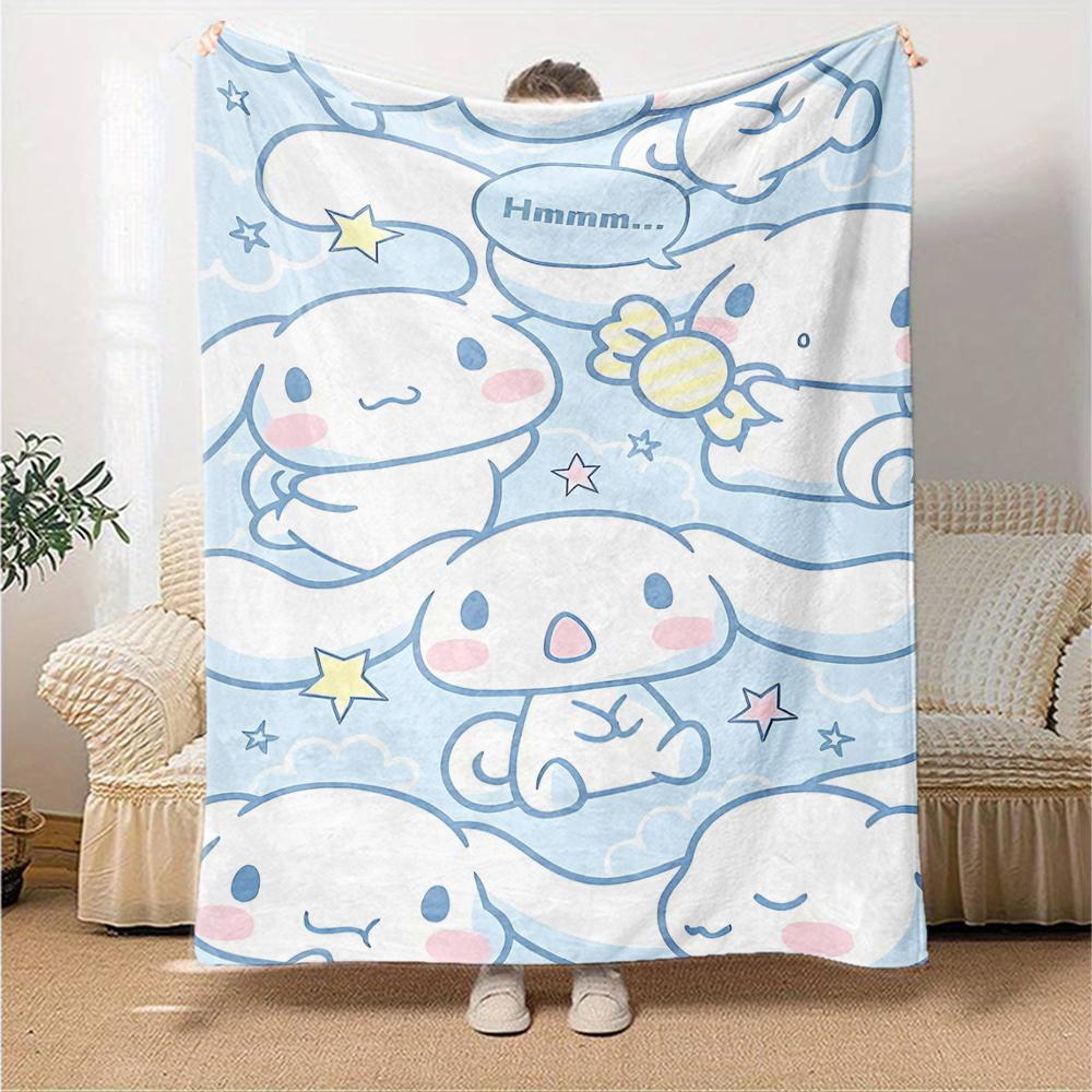 1pc Sanrio Cinnamoroll1 Blanket, Gift, for Men and Women, Soft Blanket, Good for Sofa Bed Couch Travel, Lightweight Flannel Blanket