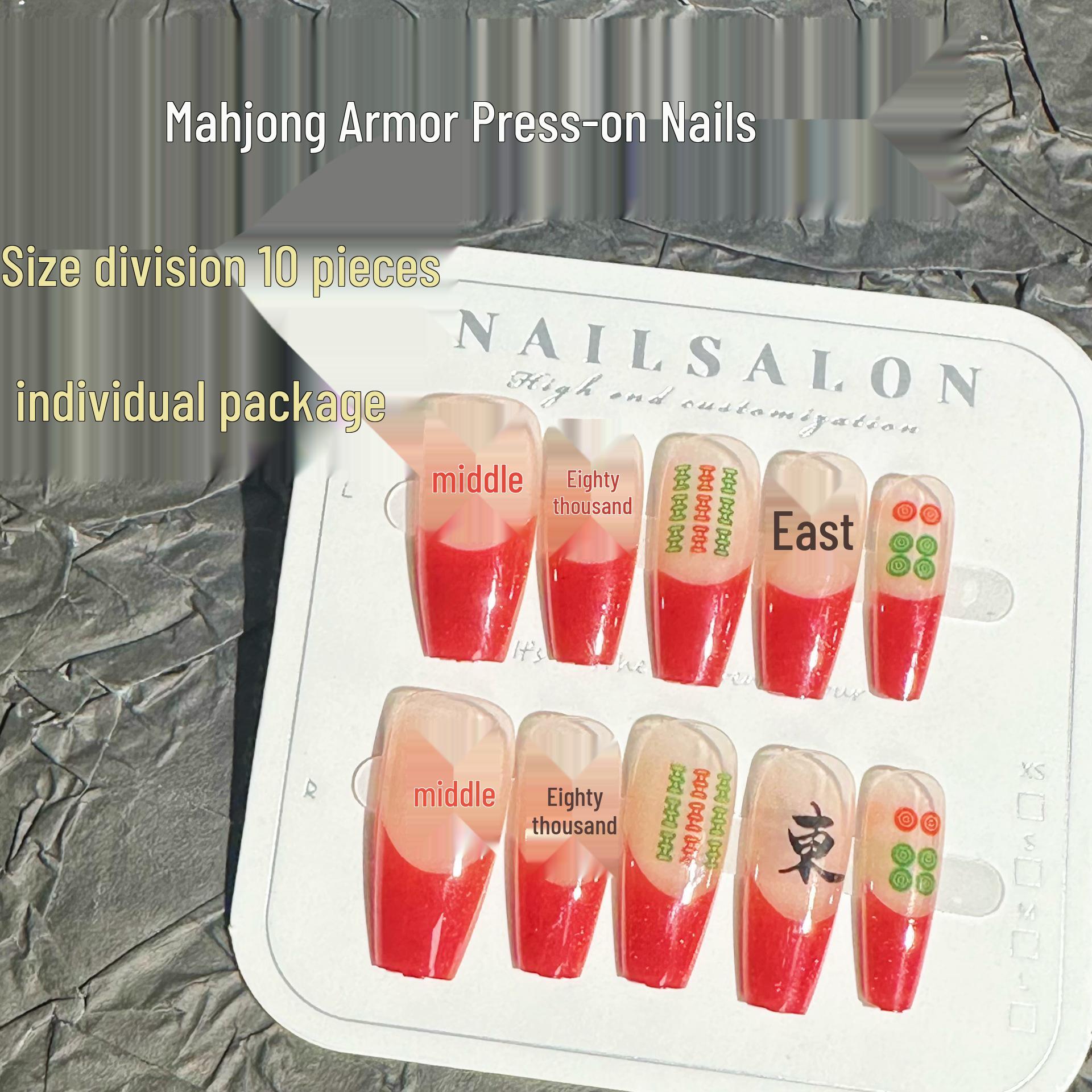 

Lucky New Year Mahjong Red Nails: Removable Wearable Manicure Patches