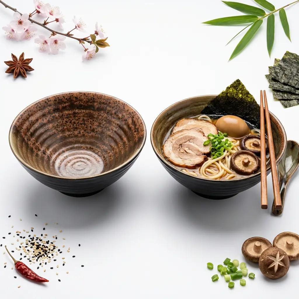 BOWL DEEP DINNER PLATE SET OF 2 pcs 1L FOR RAMEN NOodles Soups Ø20.7