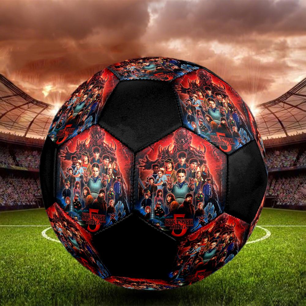 stranger things Indoor Soccer Ball Colorful Machine Stitched PVC Size 5 Team Training Competition Ready Durable High-Bounce Cool Sports Gift