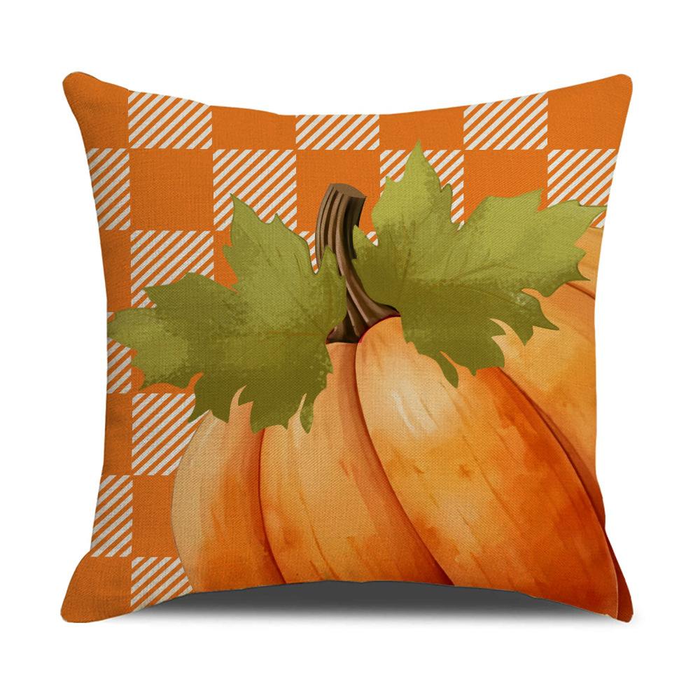 

Хэллоуинская наволочка с тыквой, осенняя льняная наволочка с принтом кленовых листьев, декоративный чехол на подушку для дивана 45 * 45Cm